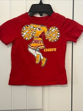 NFL Red Kids Chiefs Cheerleader Graphic Tee with Yellow Accents